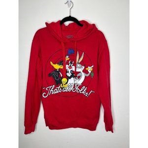 Looney Tunes Hoodie Red Mens Size Large